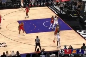 玩这么帅！杰伦·格林佯装突破 运球回拉撤步三分一气呵成